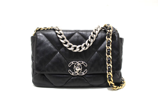 Chanel 19 Medium Black Quilted Lambskin Leather Shoulder Crossb | Havik Shop.com - Shop Now at Havik Shop.com