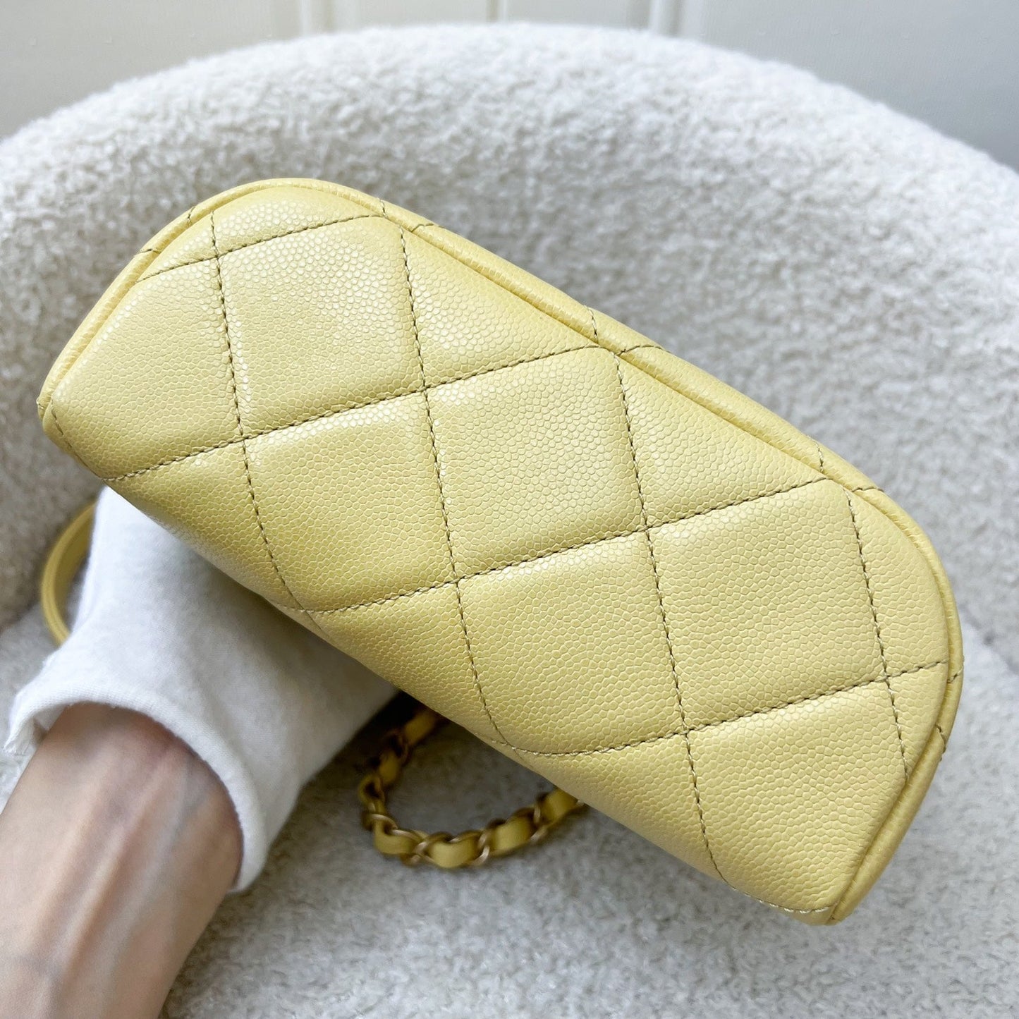 Chanel 22P Seasonal Square Mini in Light Yellow Caviar GHW