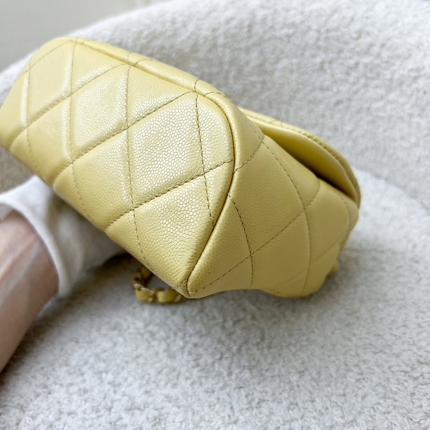 Chanel 22P Seasonal Square Mini in Light Yellow Caviar GHW