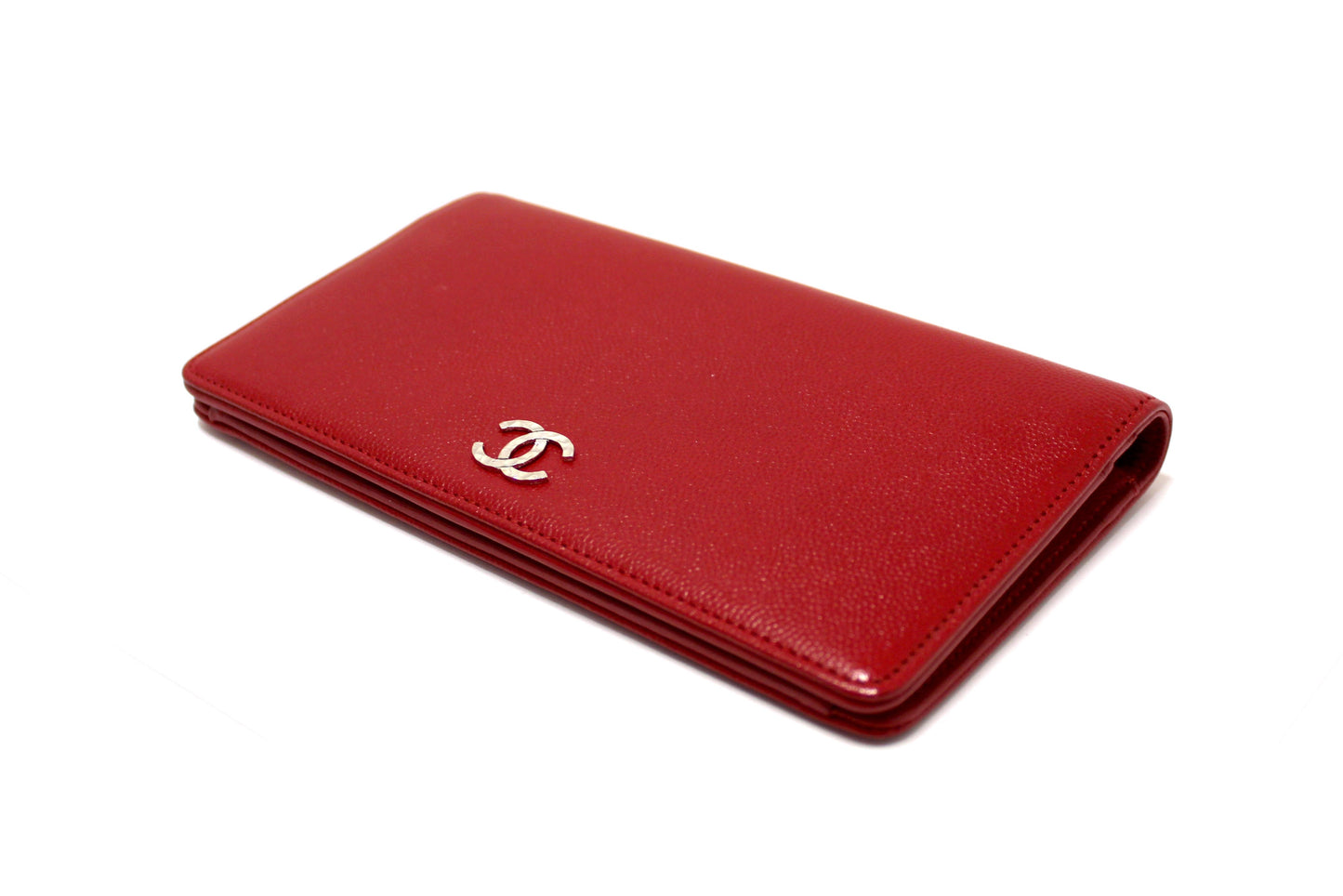 Chanel Red Caviar Leather Long Wallet