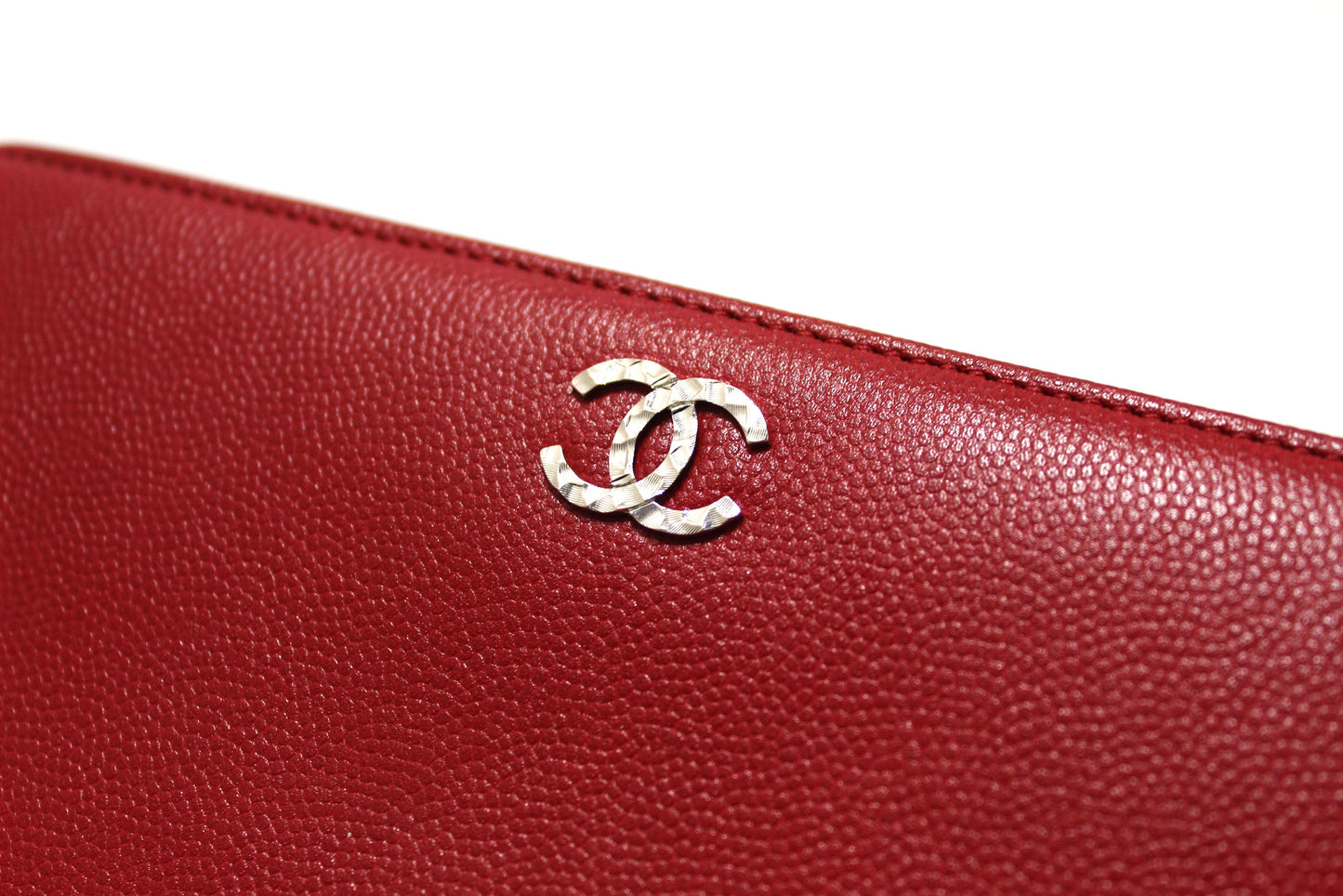 Chanel Red Caviar Leather Long Wallet