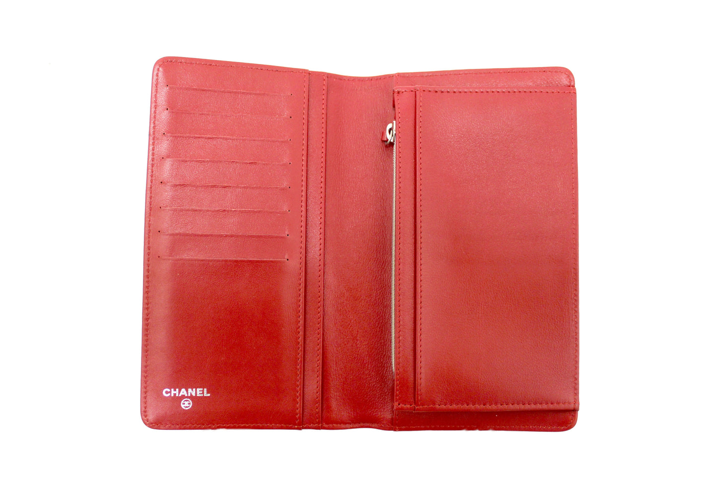 Chanel Red Caviar Leather Long Wallet