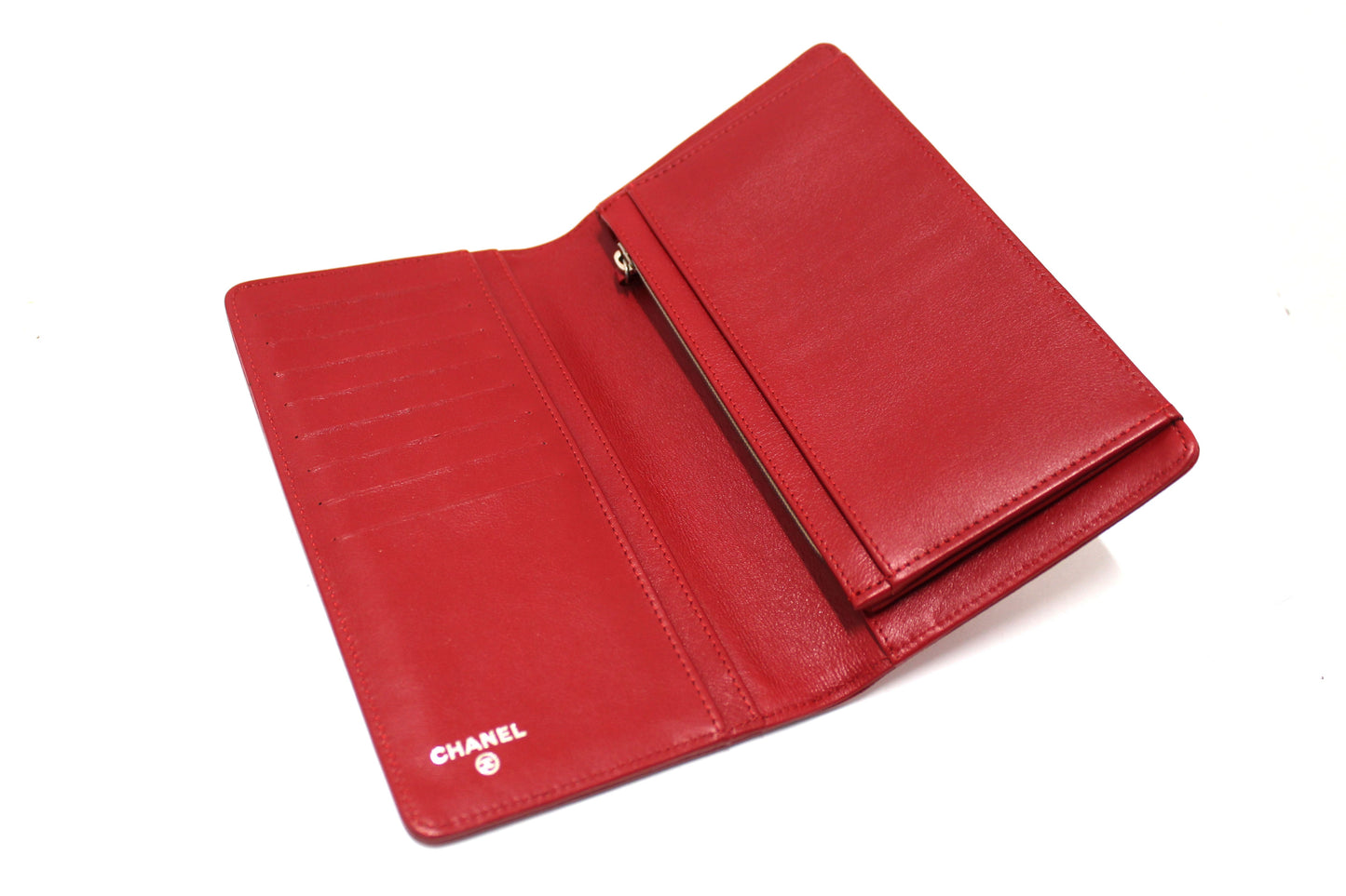 Chanel Red Caviar Leather Long Wallet