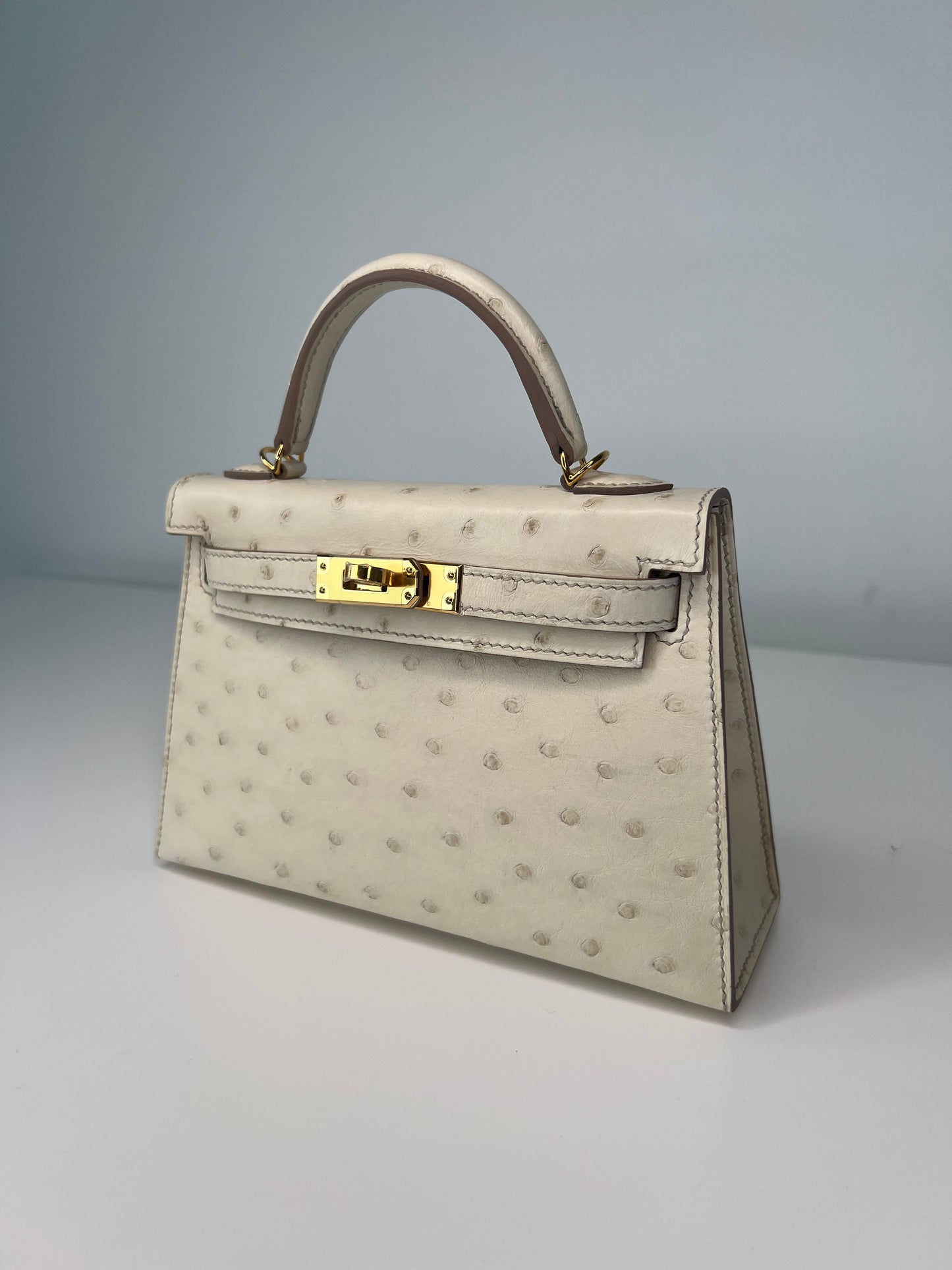 Hermes Kelly 20 Beton Ostrich Gold Hardware