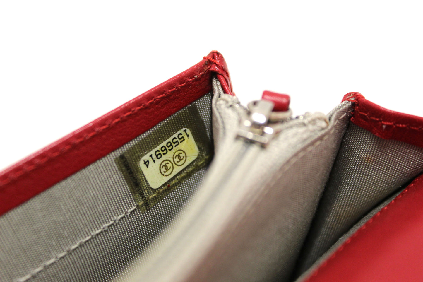 Chanel Red Caviar Leather Long Wallet