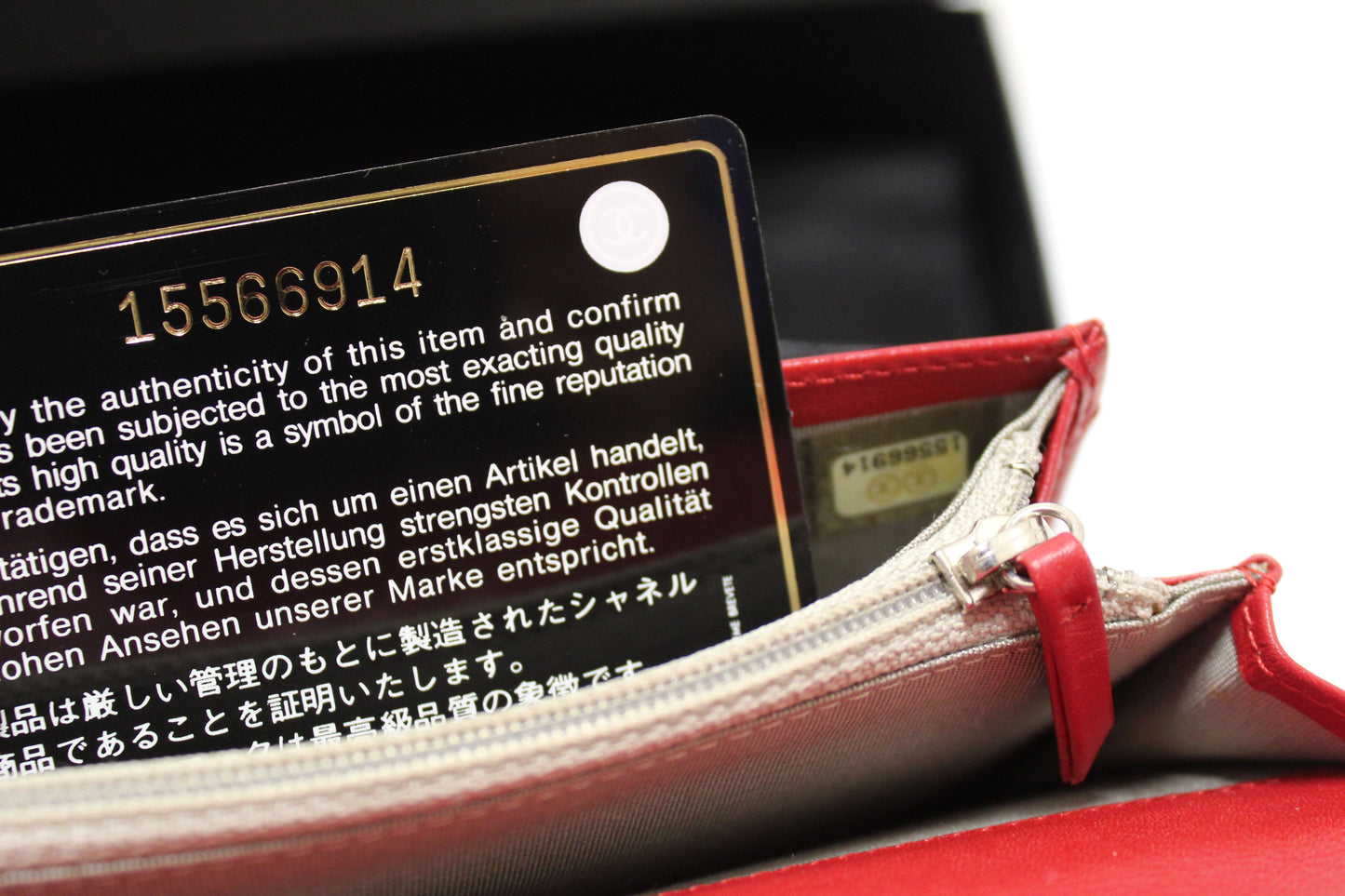 Chanel Red Caviar Leather Long Wallet