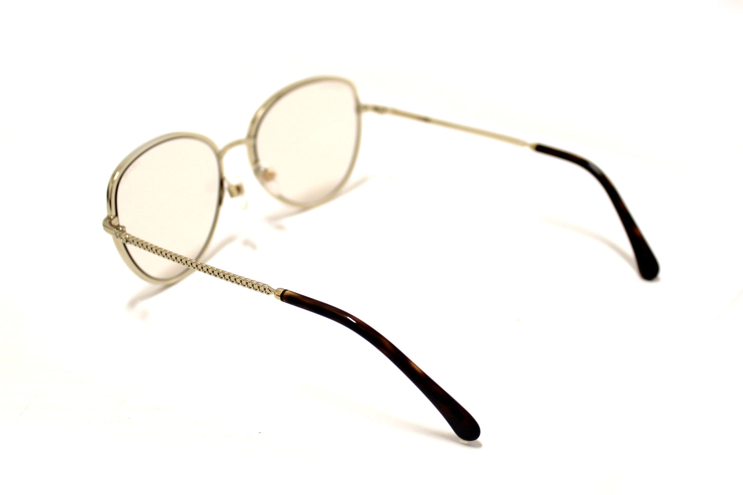 Chanel Light Gold-Tone Pearl Round Sunglasses