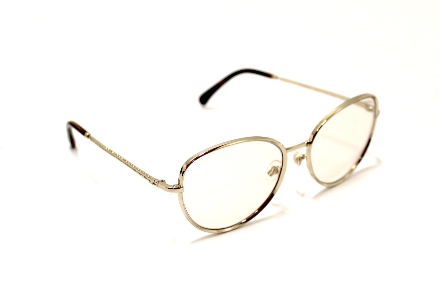 Chanel Light Gold-Tone Pearl Round Sunglasses