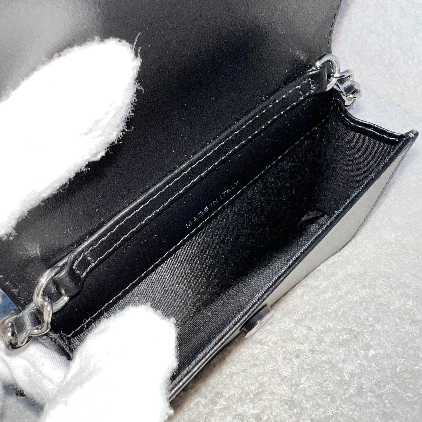Chanel 20K Camellia Micro Flap / Clutch on Chain Belt Bag in Black Caviar and SHW