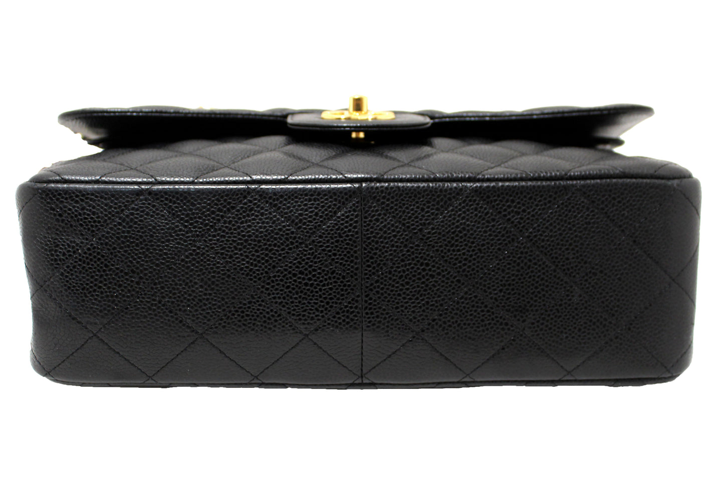 Chanel Black Quilted Caviar Leather Classic Jumbo Double Flap Bag