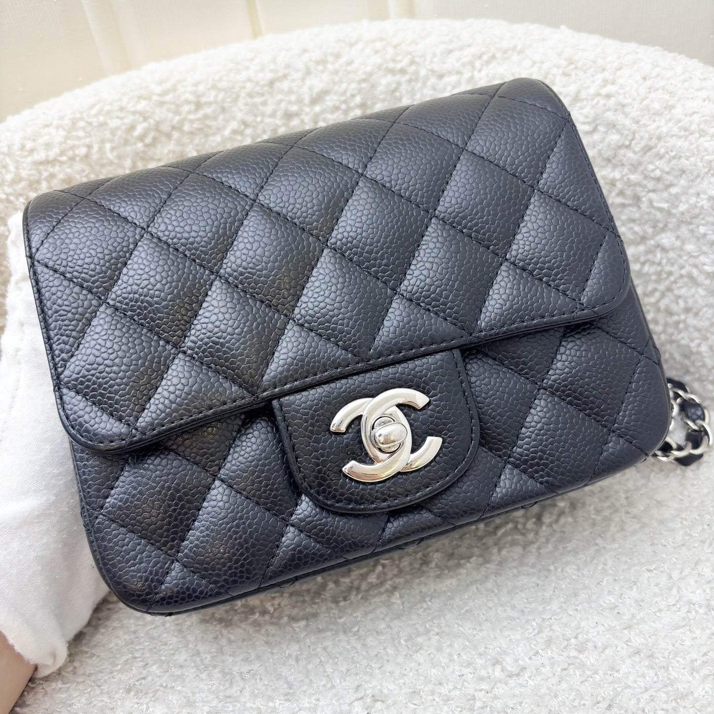 Chanel Classic Square Mini Flap in Black Caviar and SHW