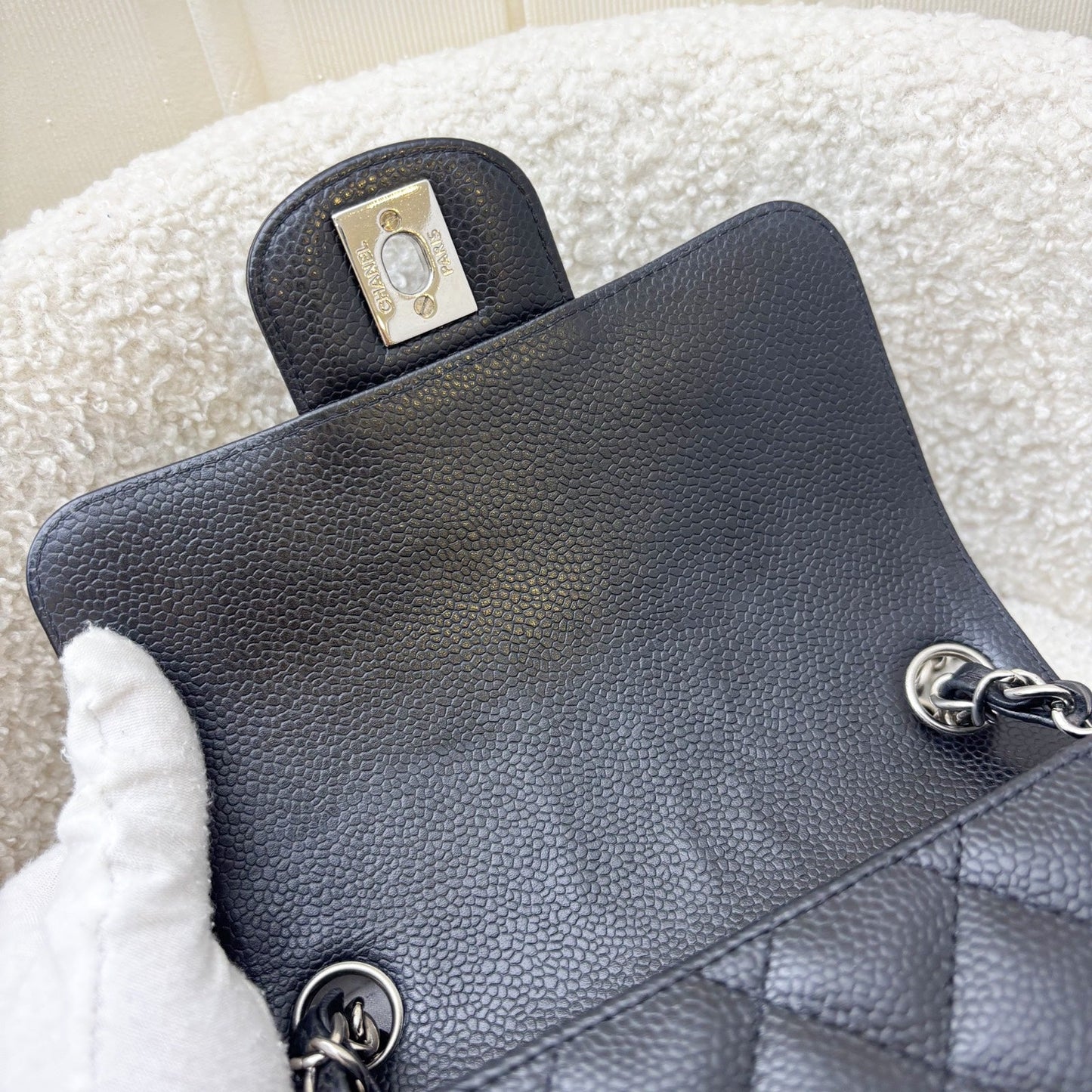 Chanel Classic Square Mini Flap in Black Caviar and SHW