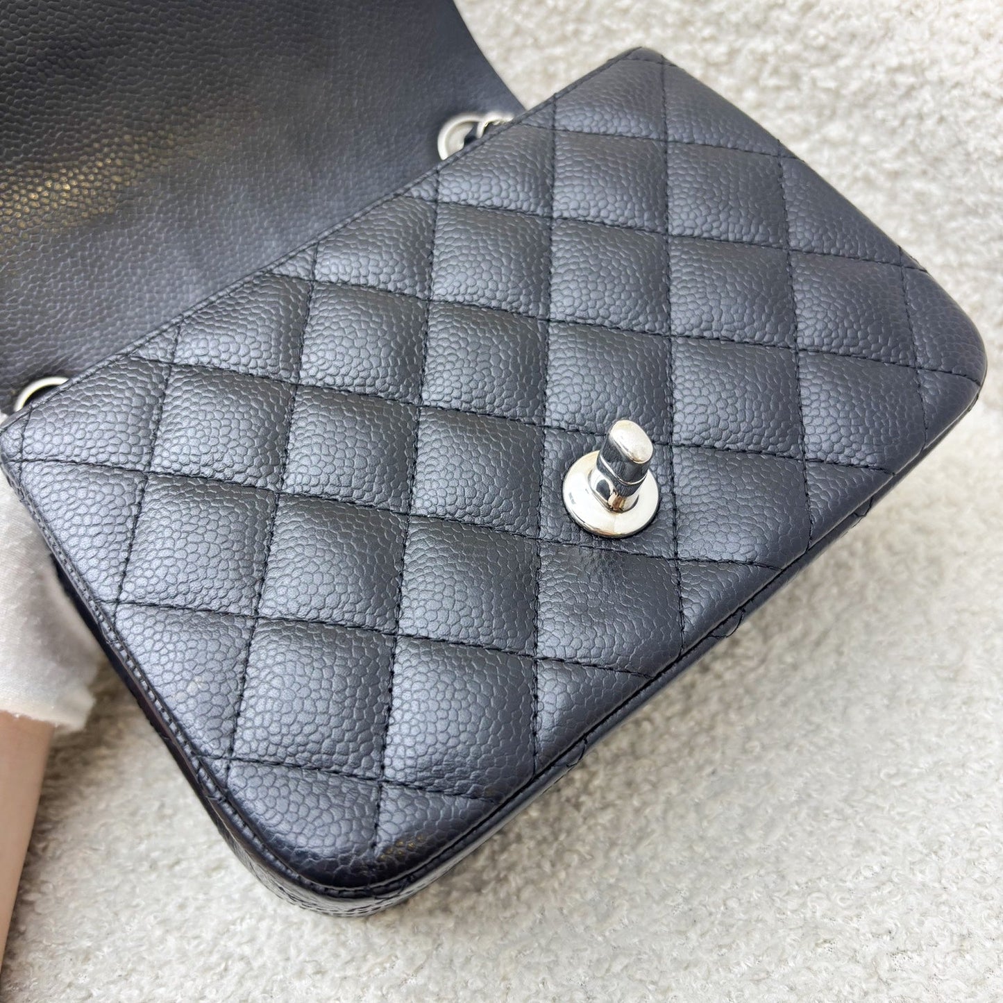 Chanel Classic Square Mini Flap in Black Caviar and SHW