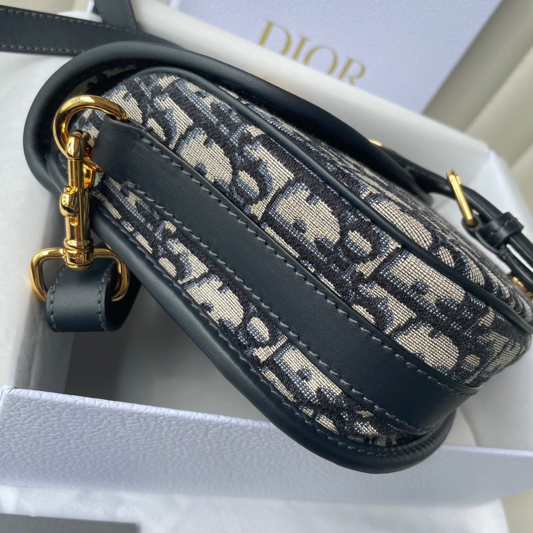 Blue Dior Oblique Jacquard Medium Bobby Bag Leather Crossbody Bag for Women