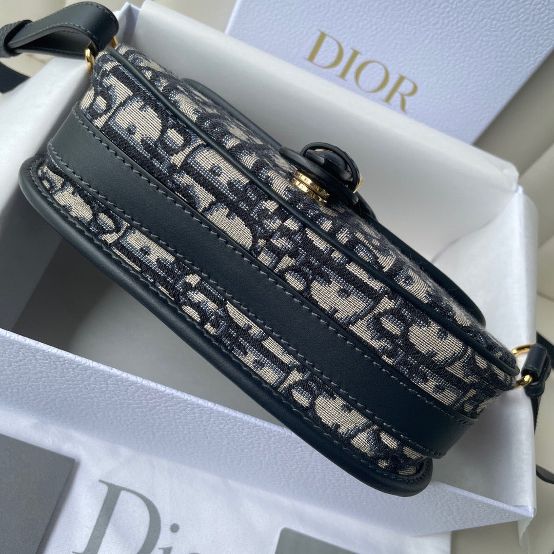 Blue Dior Oblique Jacquard Medium Bobby Bag Leather Crossbody Bag for Women