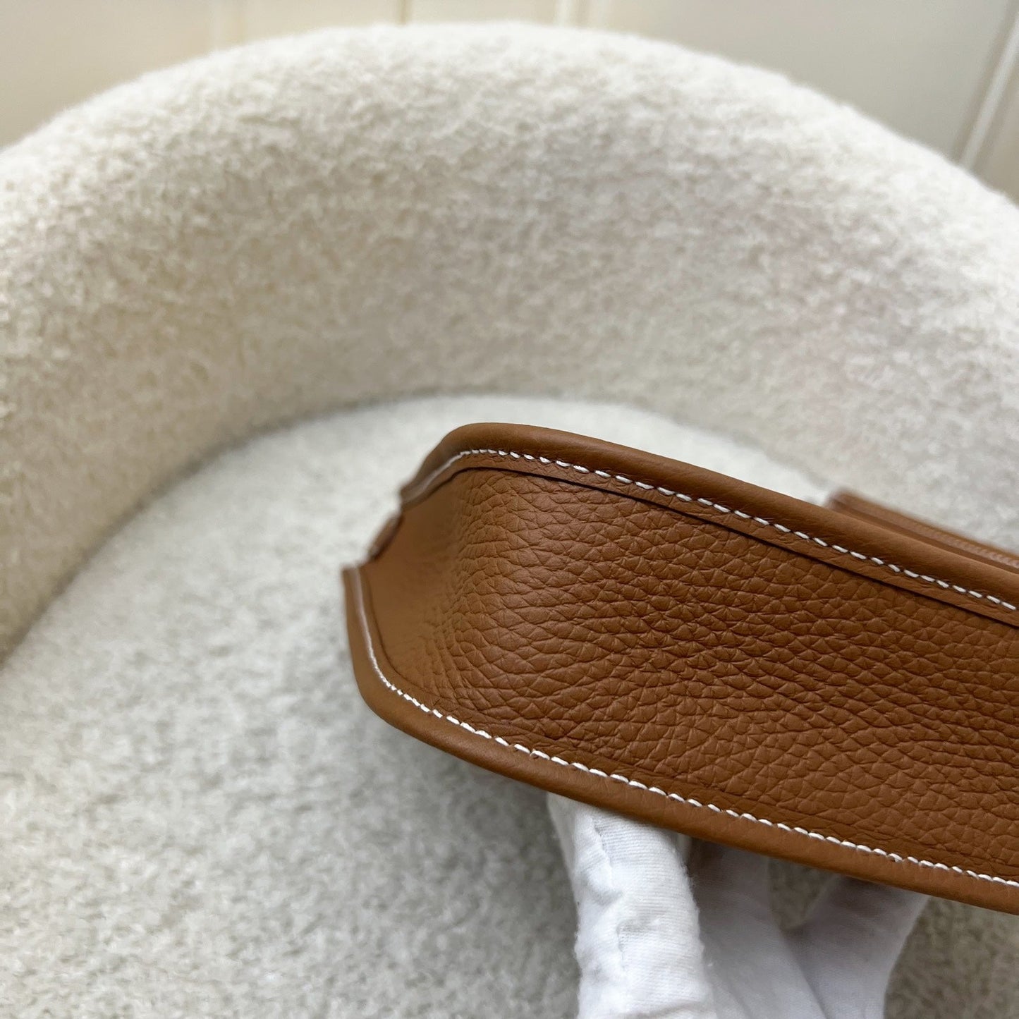 [New Short Strap] Hermes Mini Evelyne TPM in Gold Clemence Leather with Gold Strap and PHW