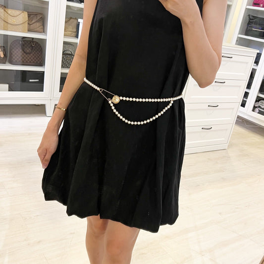 Chanel 24A Pin Design Chain Belt with Pearls in GHW (ABD711)