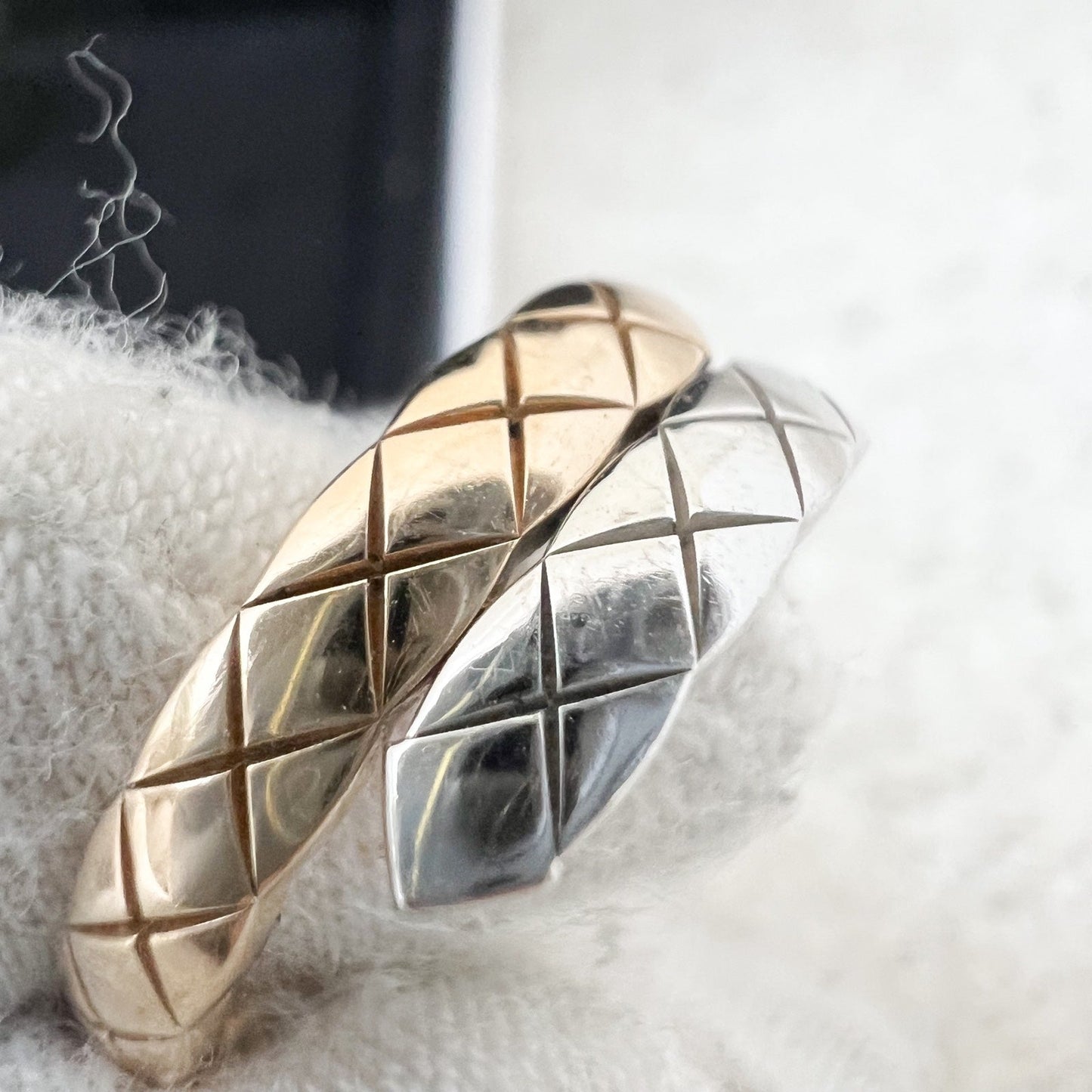 Chanel Coco Crush Toi Et Moi Ring Small Version with Diamonds in 18K White and Beige Gold Sz 51