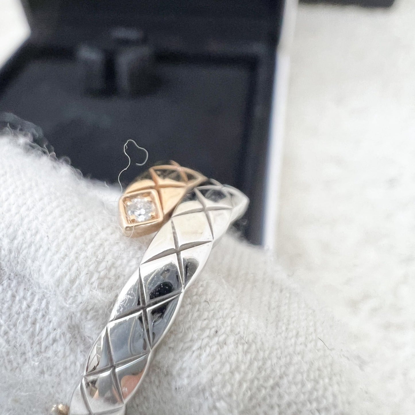 Chanel Coco Crush Toi Et Moi Ring Small Version with Diamonds in 18K White and Beige Gold Sz 51