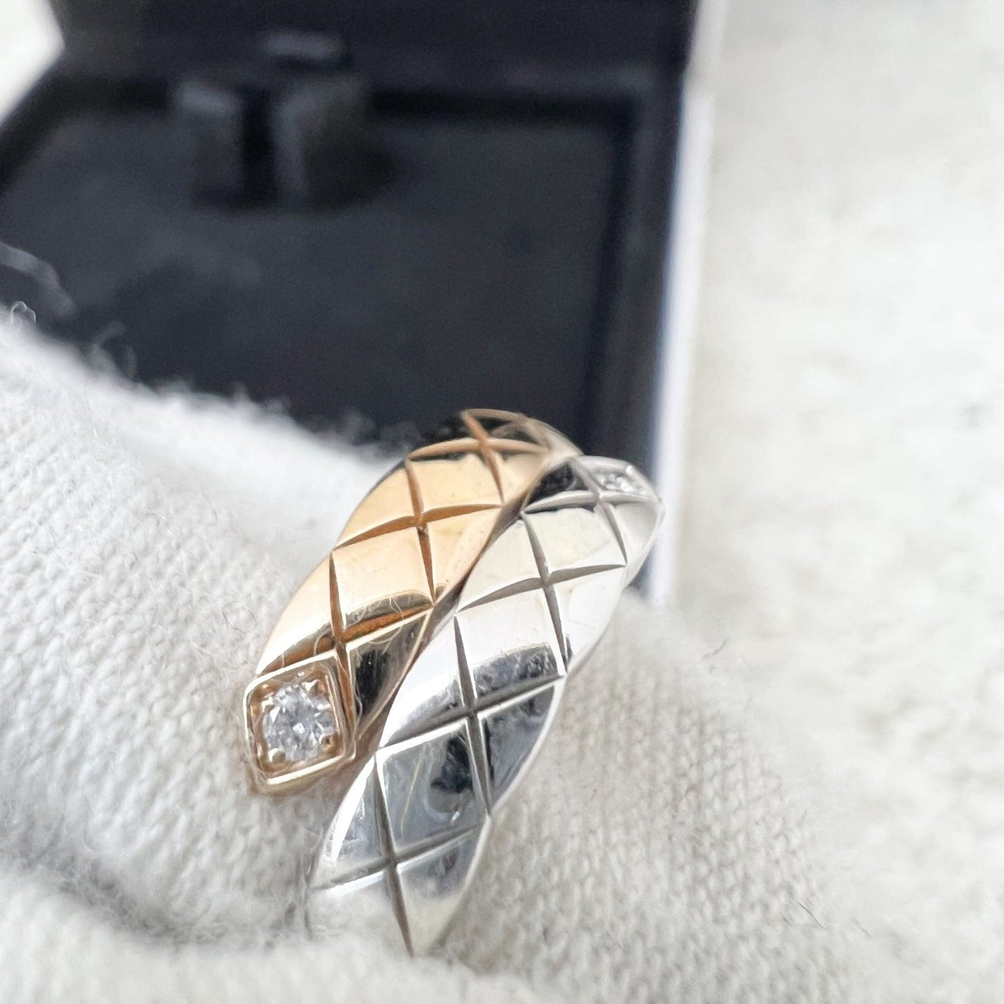 Chanel Coco Crush Toi Et Moi Ring Small Version with Diamonds in 18K White and Beige Gold Sz 51