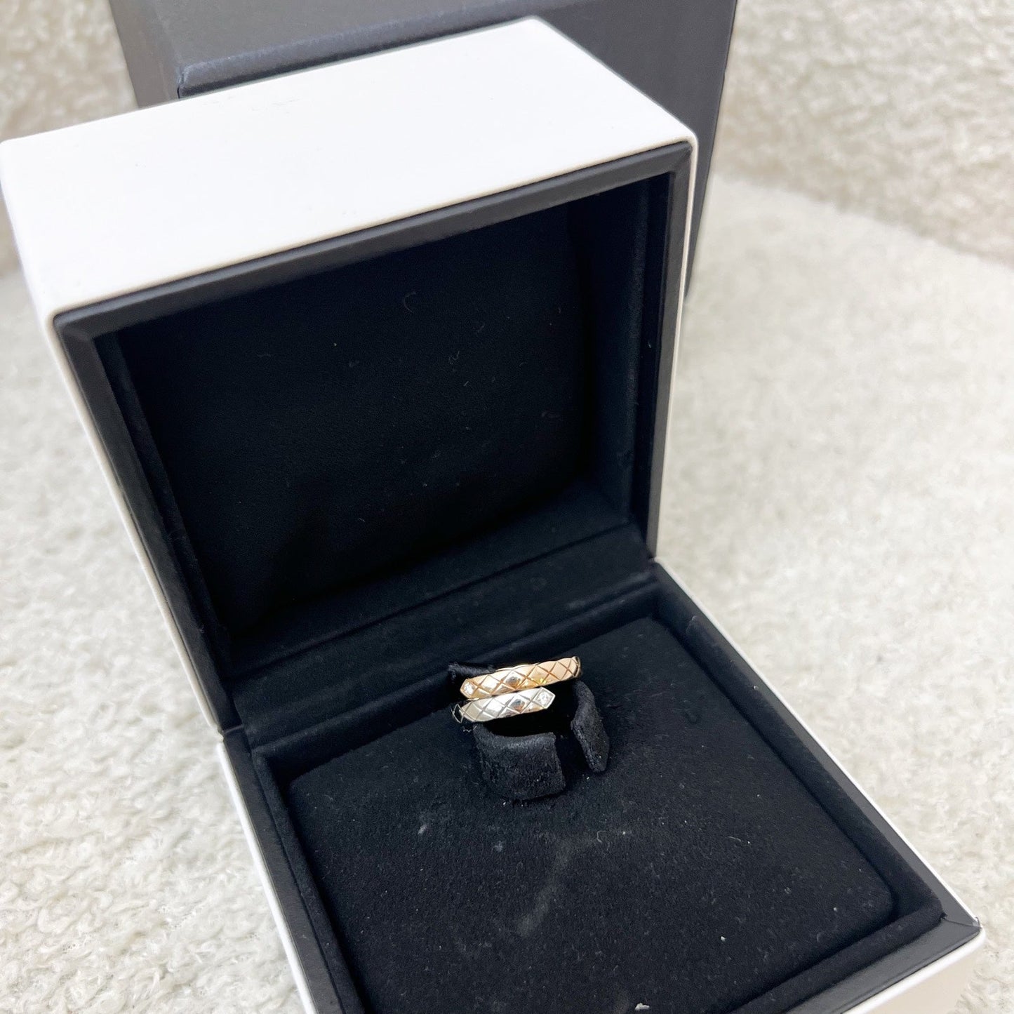 Chanel Coco Crush Toi Et Moi Ring Small Version with Diamonds in 18K White and Beige Gold Sz 51