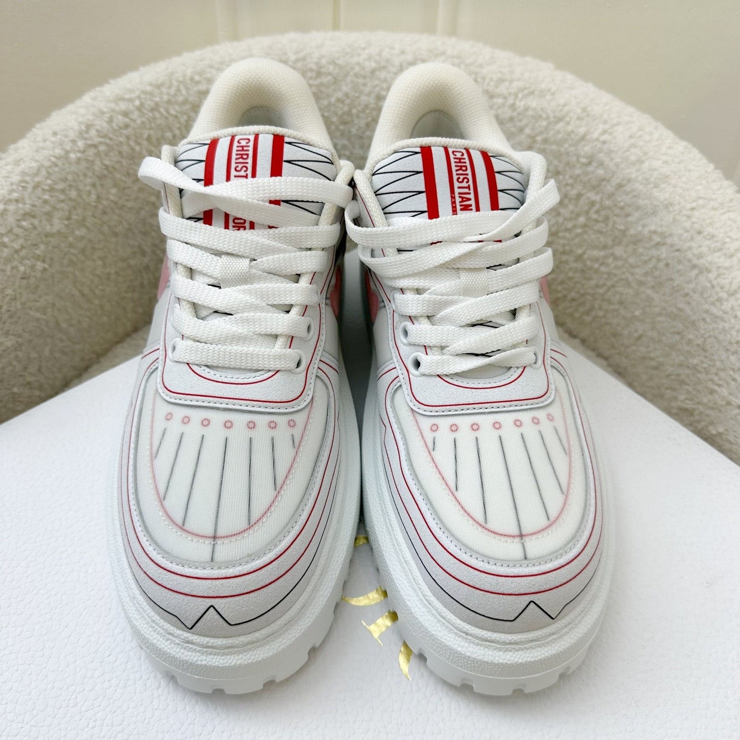 Dior Dioramour Dior Addict Sneakers in Calfskin and Technical Fabric Sz 36