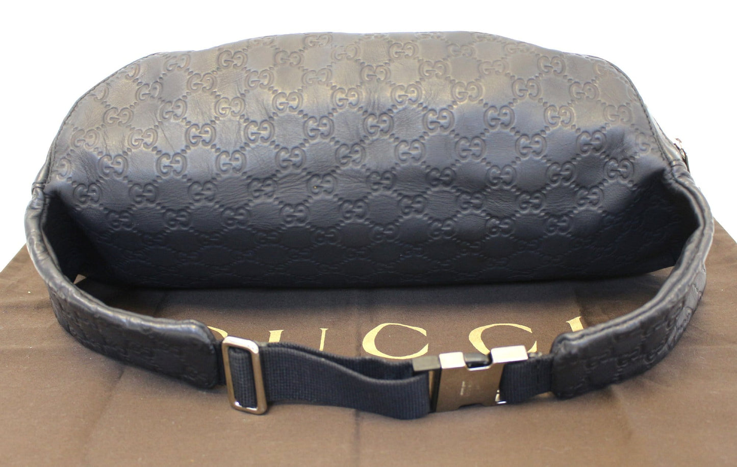 GUCCI GG Guccissima Black Leather Waist Crossbody Bag