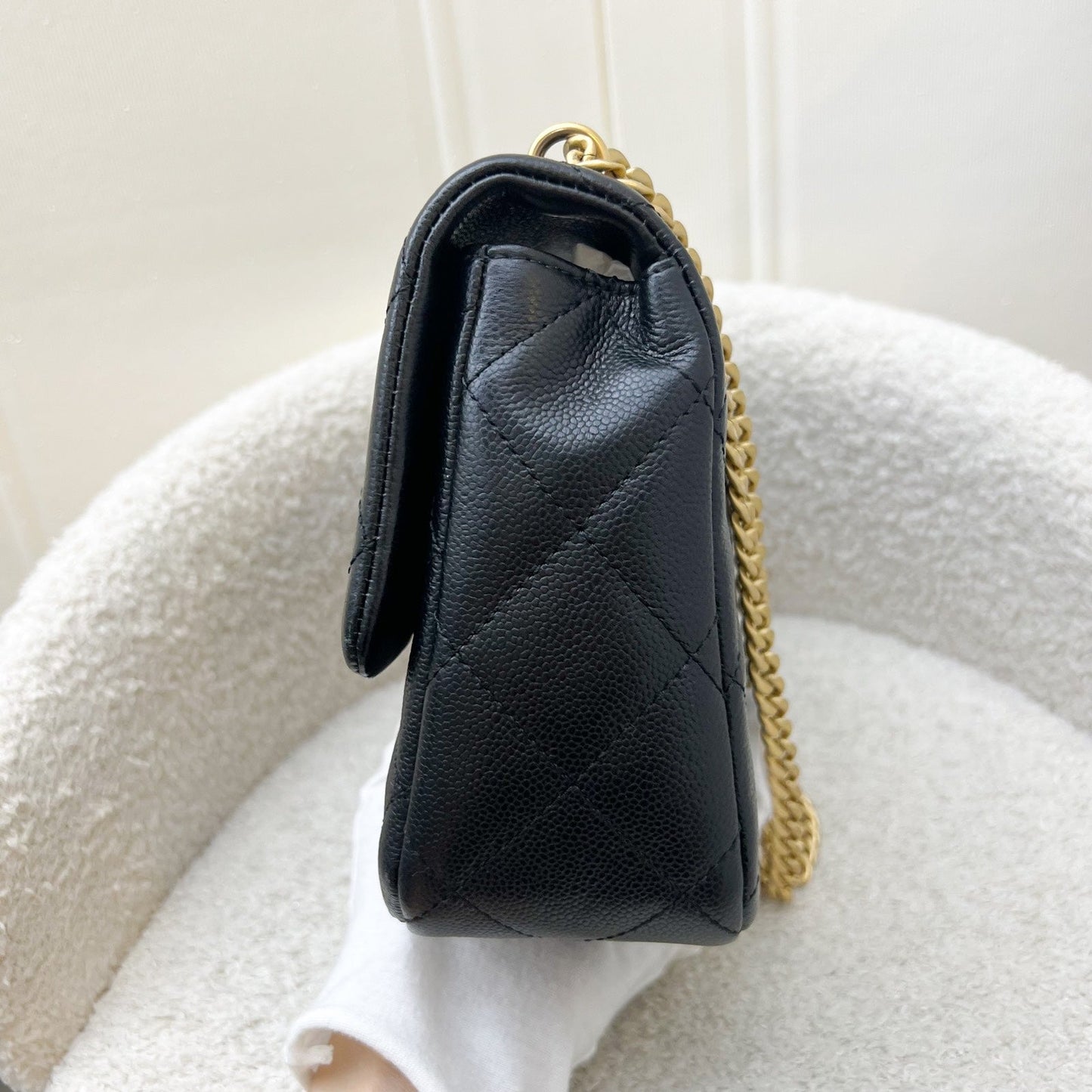 Chanel 23P / 24P Heart Adjustable Chain Small / Medium 24cm Flap Bag in Black Caviar AGHW (Model: AS3921)