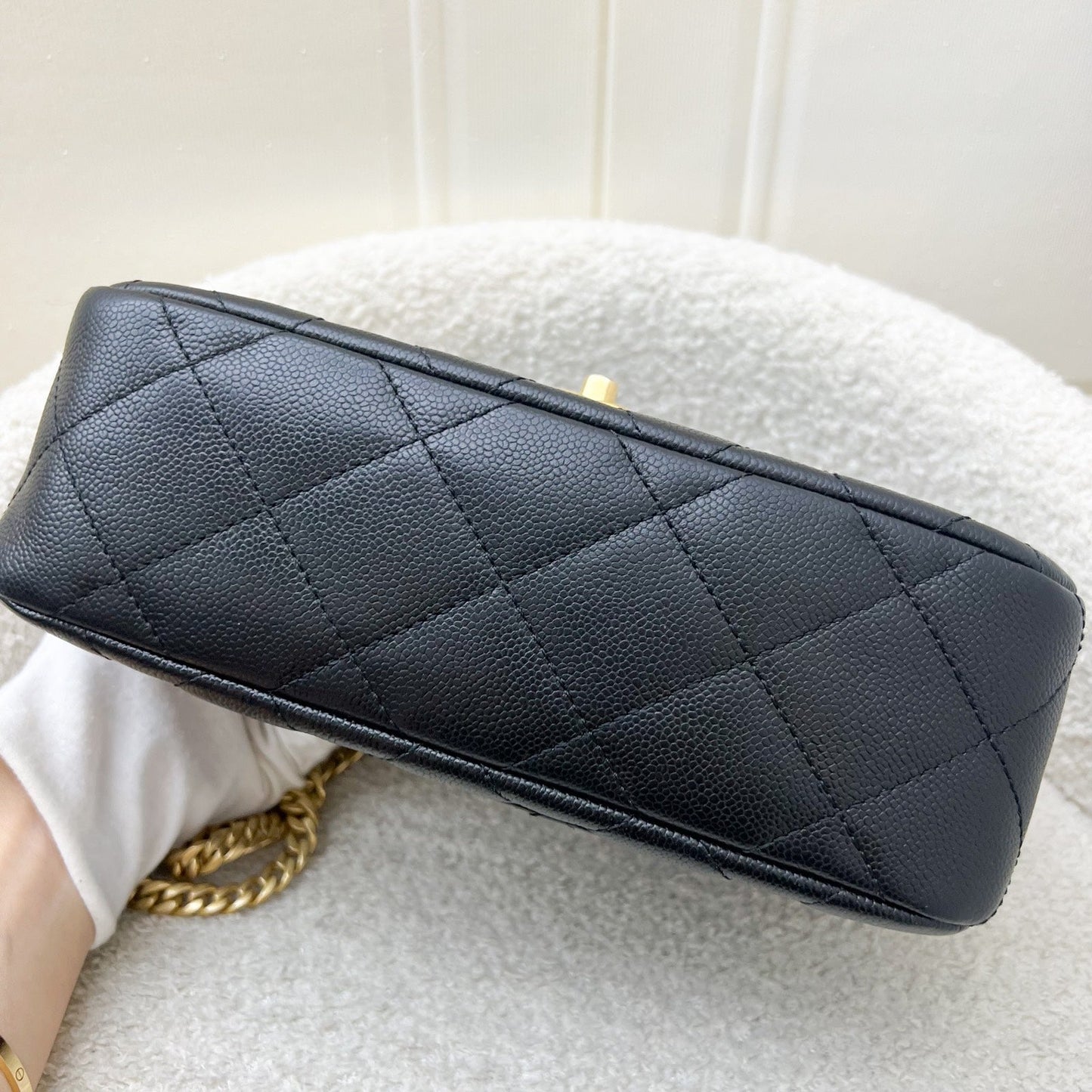 Chanel 23P / 24P Heart Adjustable Chain Small / Medium 24cm Flap Bag in Black Caviar AGHW (Model: AS3921)