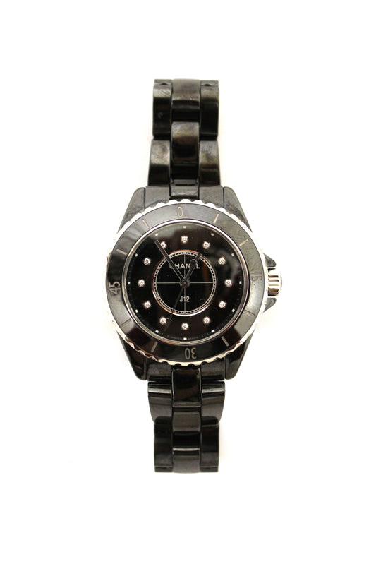 Chanel Black Ceramic J12 Diamond Quatz Watch 33mm H | Havik Shop.com - Now at Havik Shop.com