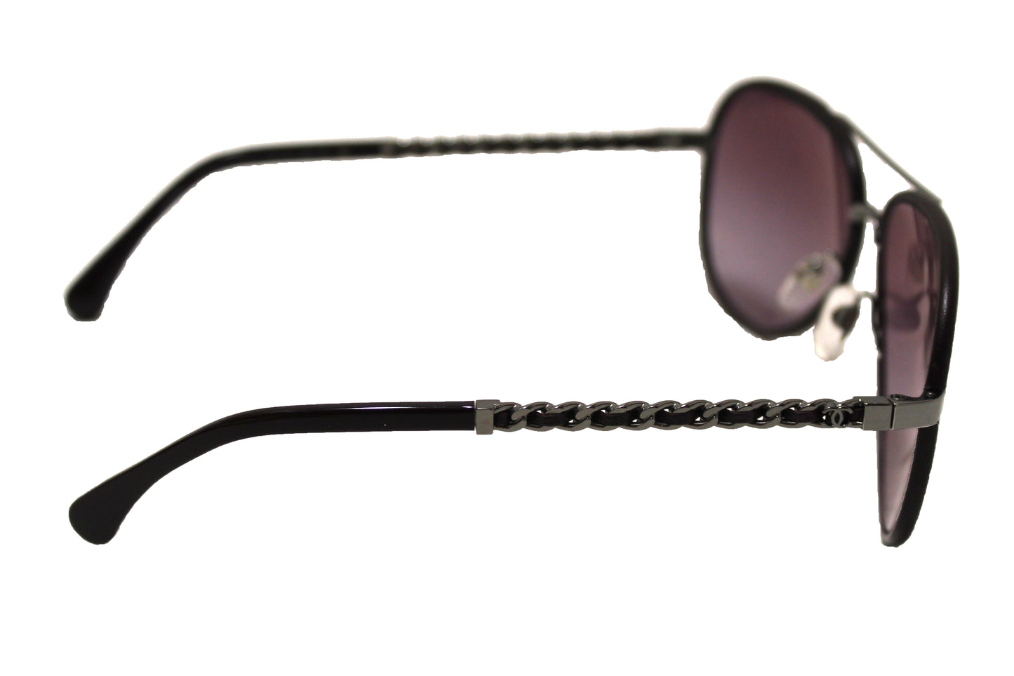 Chanel Violet Calfskin/Metal Aviator Pilot Sunglasses 4219Q