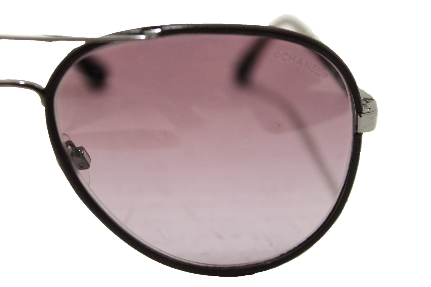 Chanel Violet Calfskin/Metal Aviator Pilot Sunglasses 4219Q