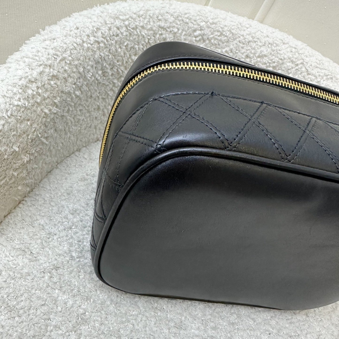 Chanel Vintage Travel Vanity Bag in Black Lambskin 24K GHW
