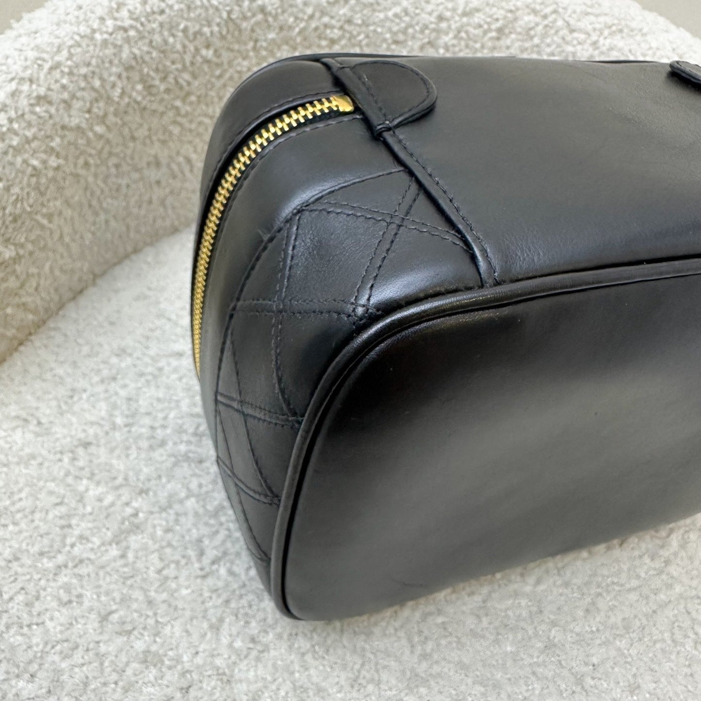 Chanel Vintage Travel Vanity Bag in Black Lambskin 24K GHW