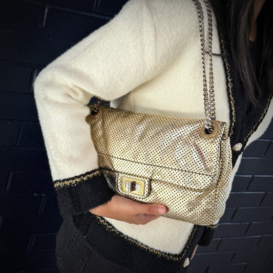 Chanel 2.55 Metallic Leather Drill Flap Bag TWS