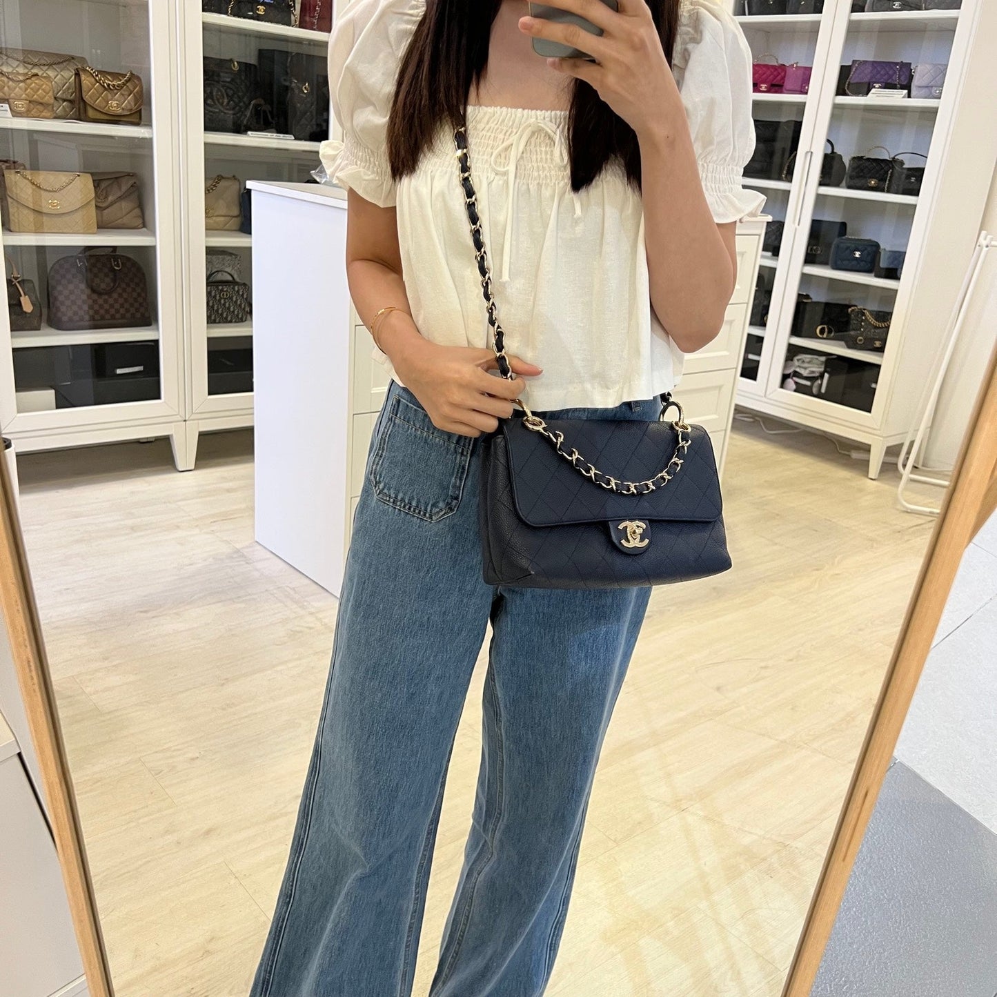 Chanel City Walk Flap in Navy Caviar LGHW (Model: AS1574)