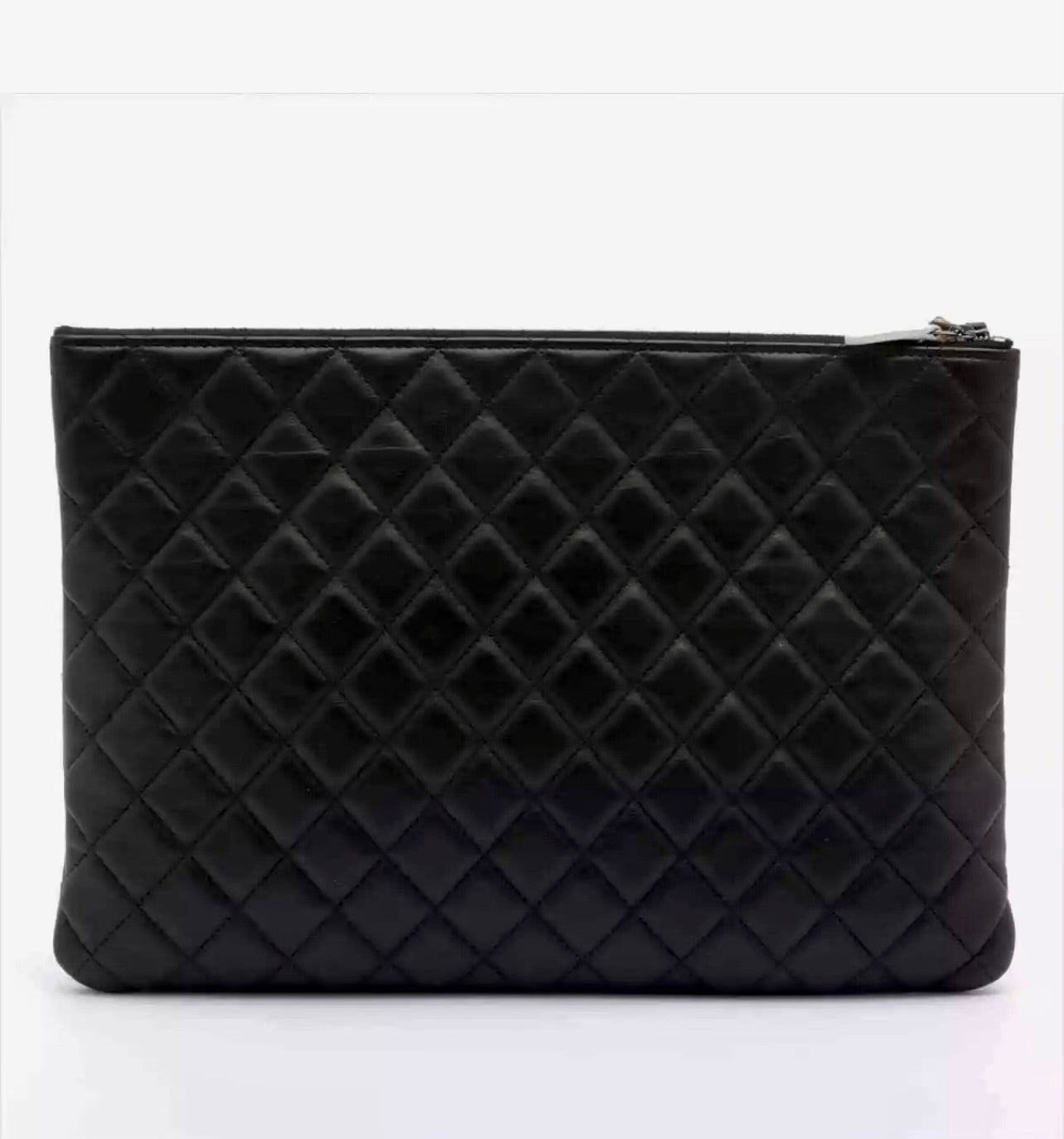 CHANEL Quilted Lambskin Large O-Case Pouch