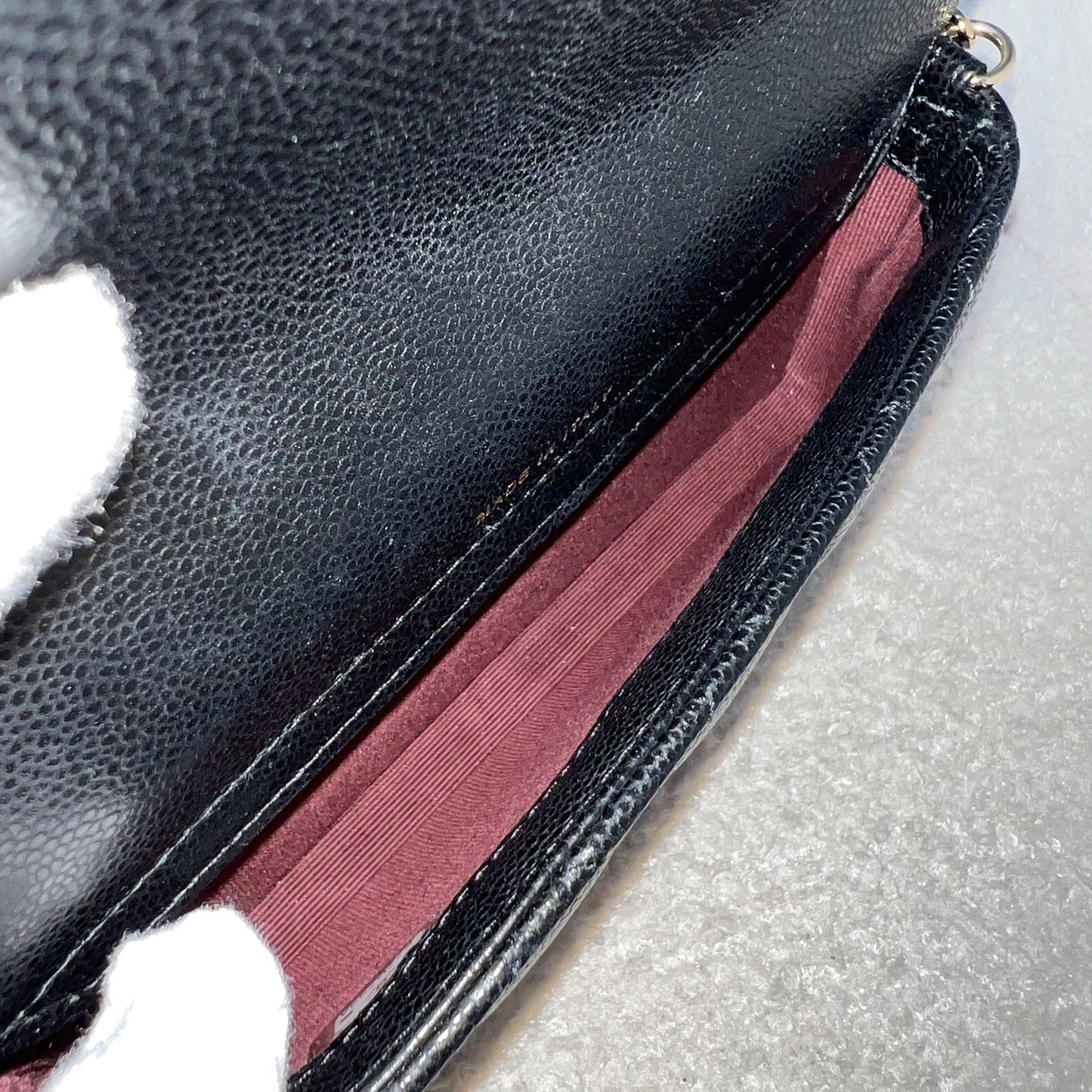 Chanel Phone Holder / Wallet On Chain WOC in Black Caviar and LGHW (Model: AP2096)