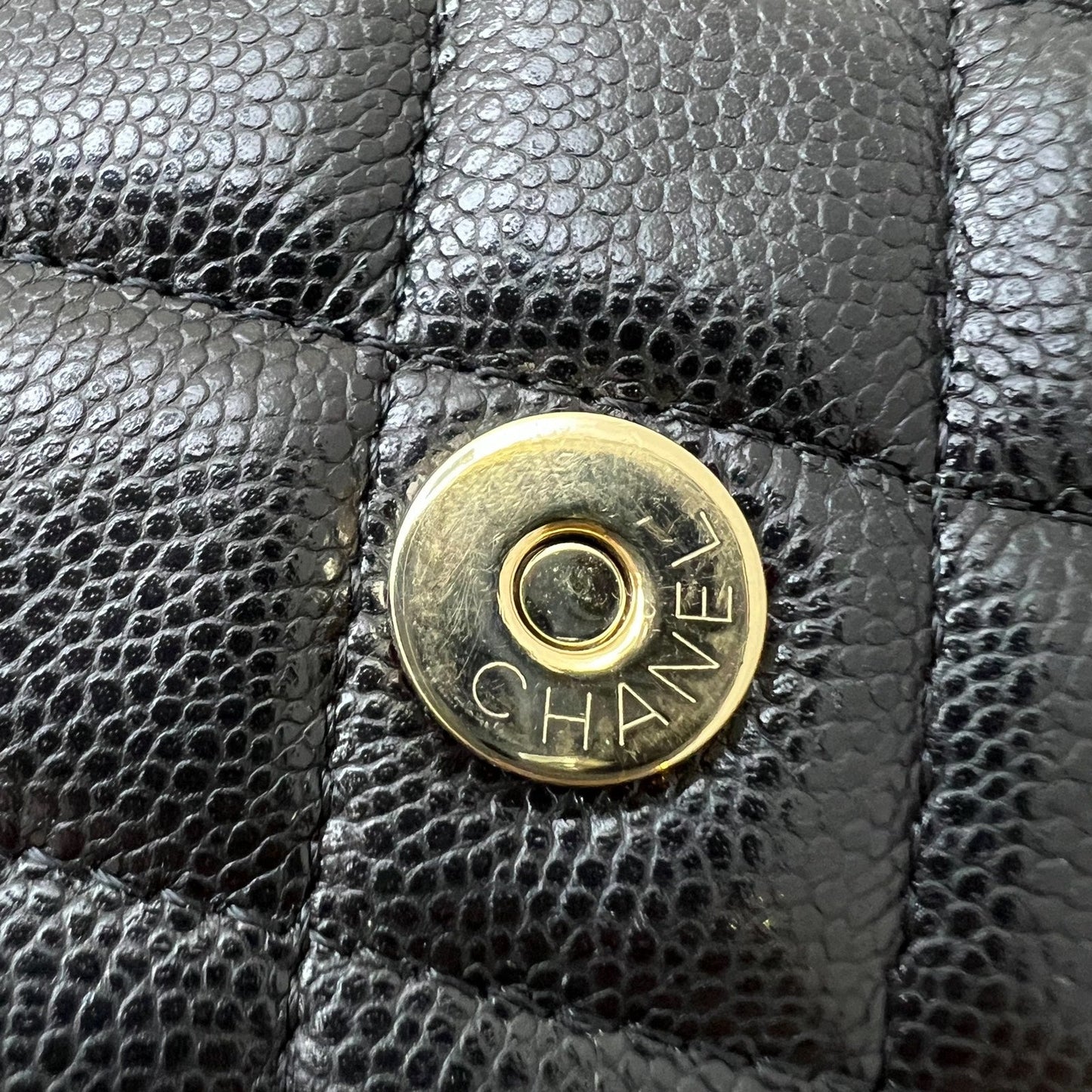 Chanel Phone Holder / Wallet On Chain WOC in Black Caviar and LGHW (Model: AP2096)