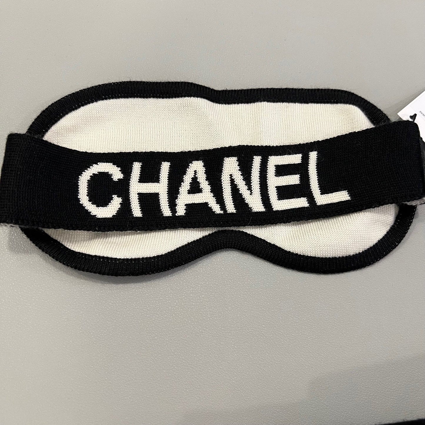 Chanel 4 Piece Travel Set with Pouch, Shawl, Socks and Eye Shield in Black and White Cashmere / Wool / Silk