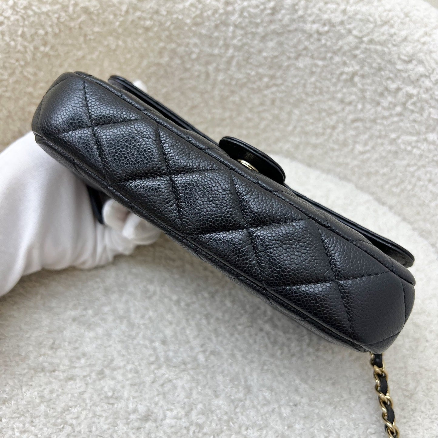Chanel Phone Holder / Wallet On Chain WOC in Black Caviar and LGHW (Model: AP2096)