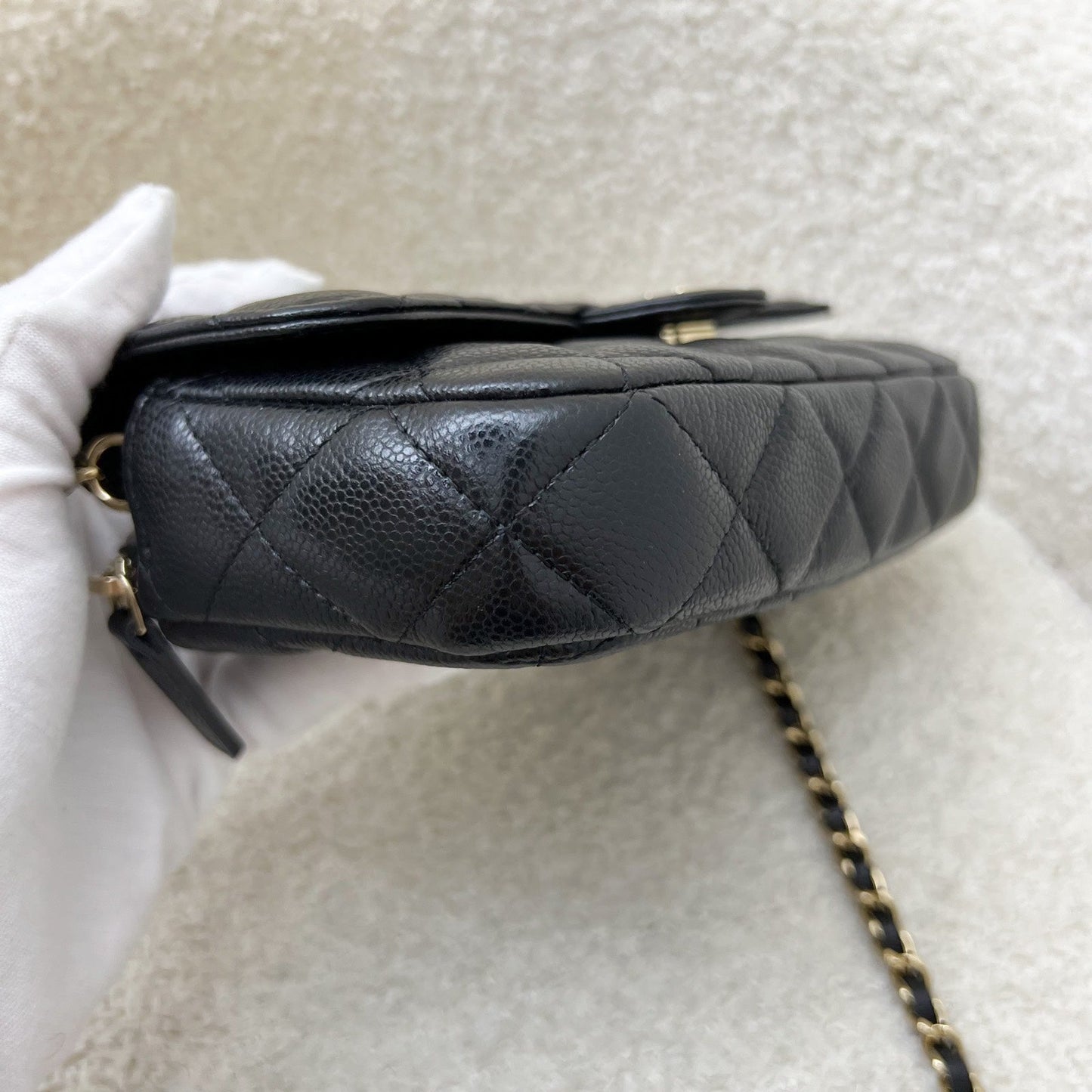 Chanel Phone Holder / Wallet On Chain WOC in Black Caviar and LGHW (Model: AP2096)