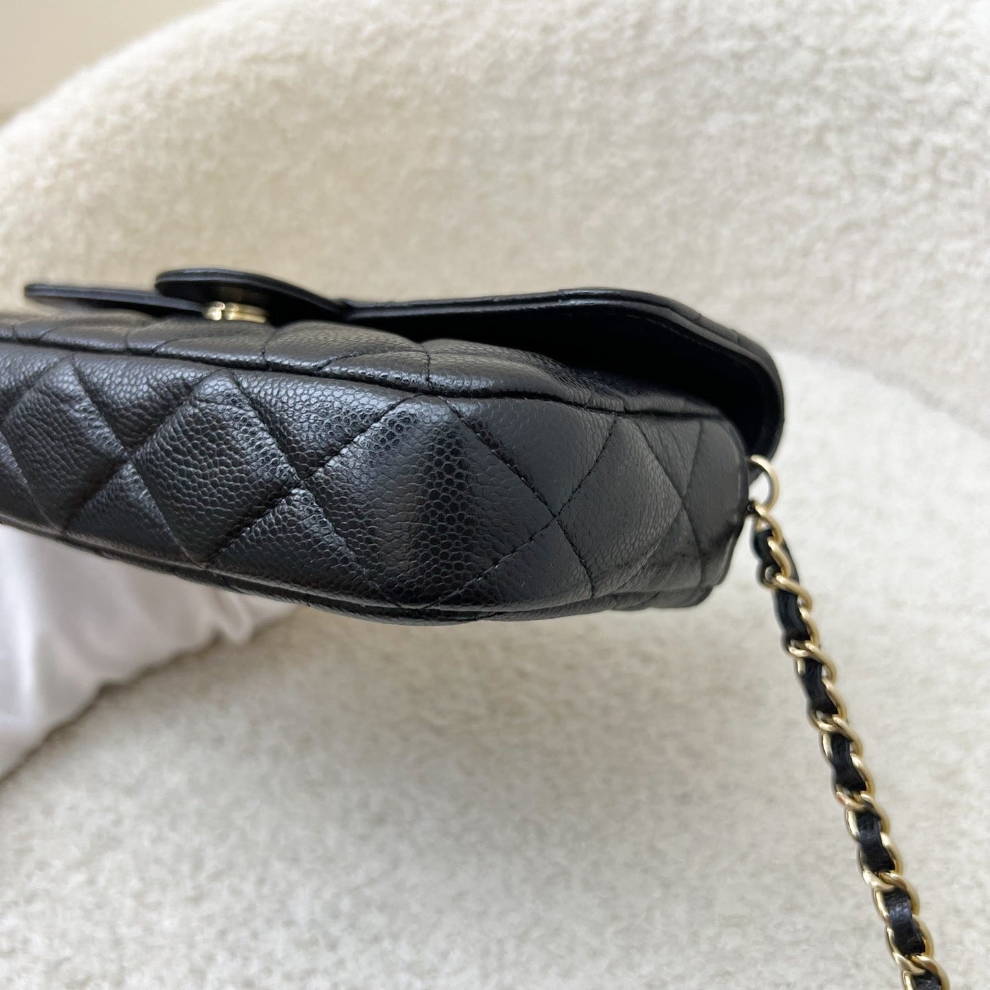 Chanel Phone Holder / Wallet On Chain WOC in Black Caviar and LGHW (Model: AP2096)