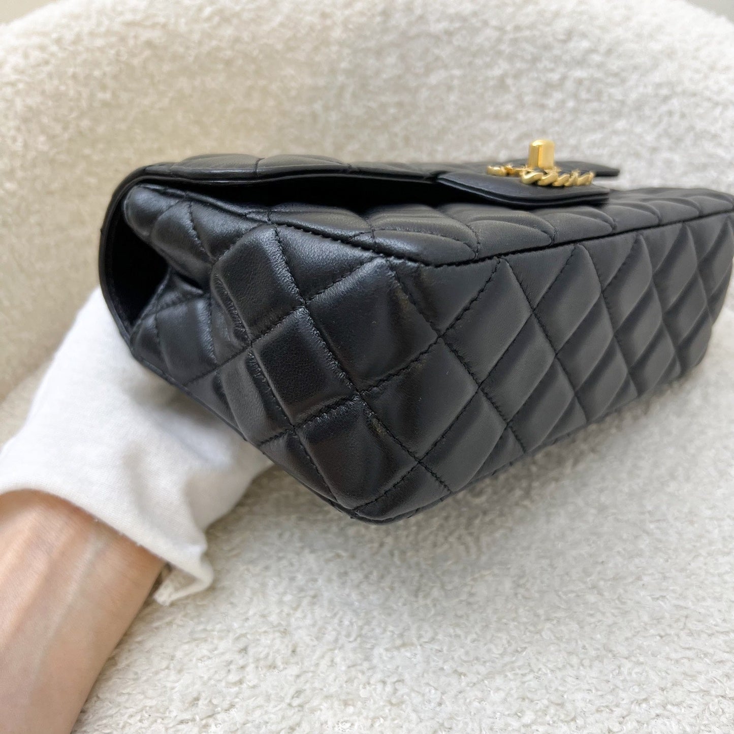 Chanel 24C "Pick Me Up" Top Handle Mini Rectangular Flap in Black Lambskin and AGHW (Model: AS4362)
