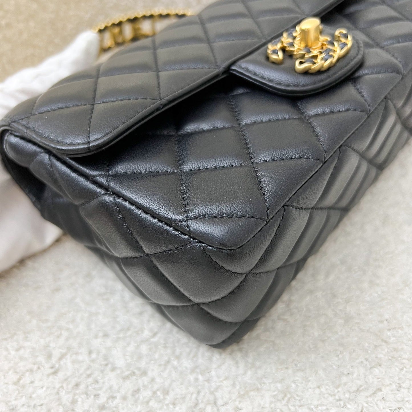Chanel 24C "Pick Me Up" Top Handle Mini Rectangular Flap in Black Lambskin and AGHW (Model: AS4362)