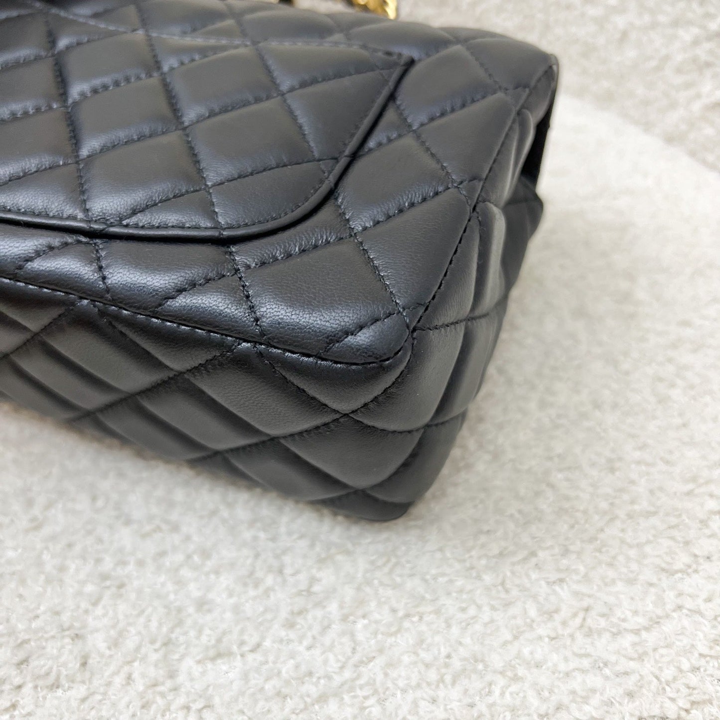 Chanel 24C "Pick Me Up" Top Handle Mini Rectangular Flap in Black Lambskin and AGHW (Model: AS4362)