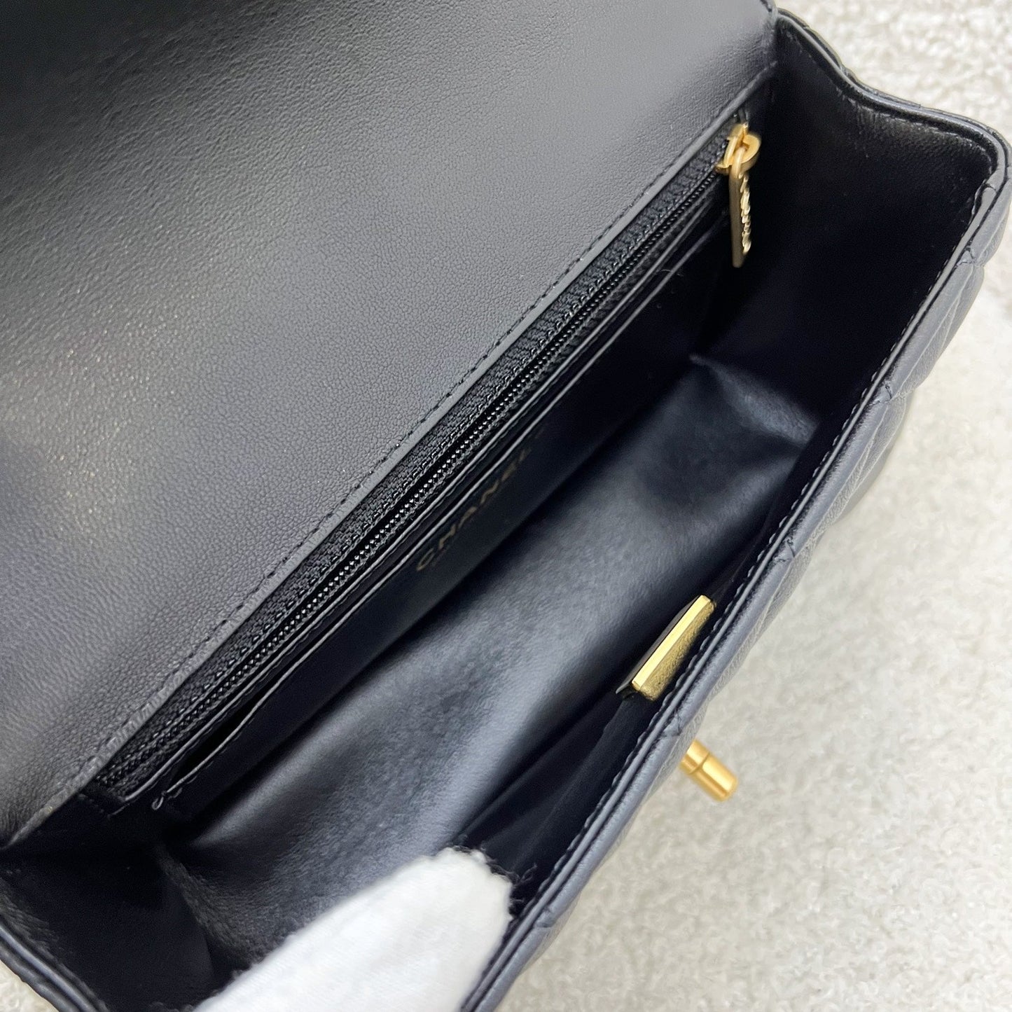 Chanel 24C "Pick Me Up" Top Handle Mini Rectangular Flap in Black Lambskin and AGHW (Model: AS4362)