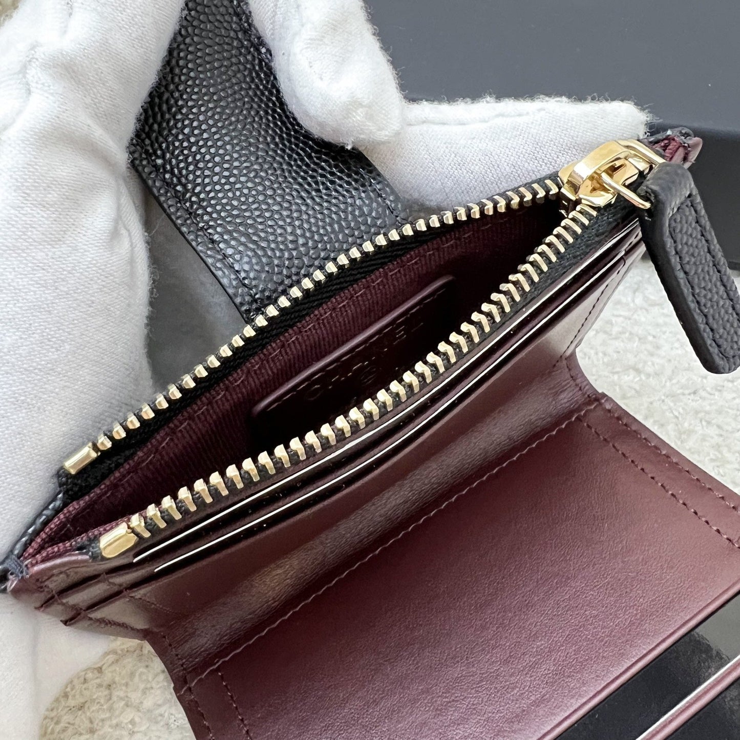 Chanel Classic Bifold Wallet in Black Caviar and LGHW