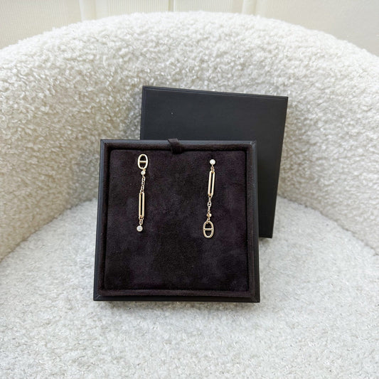 Hermes Chaine D'ancre Chaos Earrings in Rose Gold Set with Diamonds