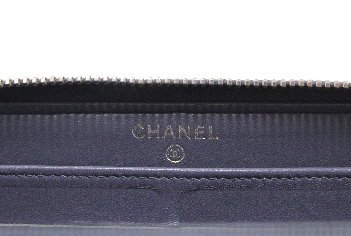Chanel Blue Quilted Lambskin Leather Zippy Wallet